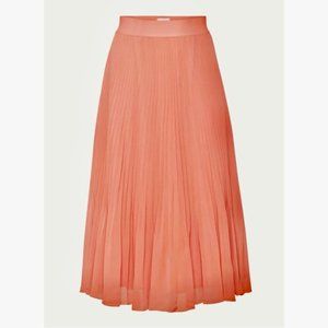 Aritzia Wilfred Twirl Pleated Midi Skirt - Coral peach colour.